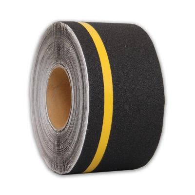m2-Antirutschbelag Multifunktionsbelag schwarz mit Streifen gelb Rolle 100mm x 18,3m 