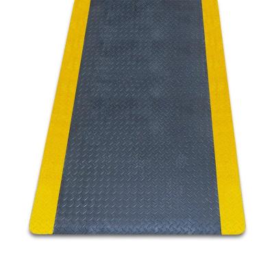 m2-Antiermüdungsmatte mit Riffelblechoptik schwarz mit Rand gelb 